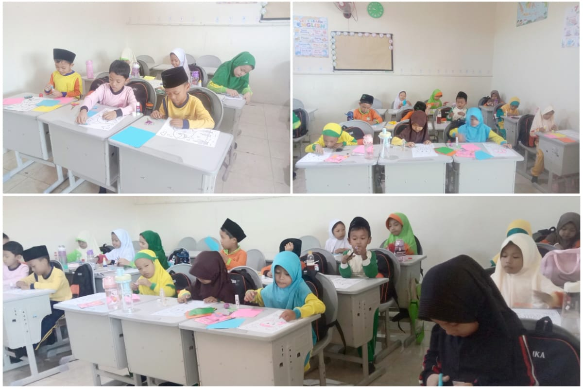 Asyiknya Belajar Kolase, Murid Kelas 1B MIMAU Berkreasi dengan Penuh Warna